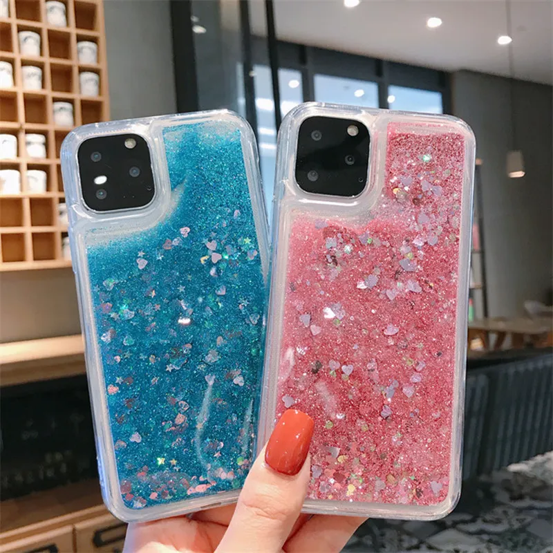 Quicksand Handyhülle Liquid Flow Back Cover Glitzer Wasser Bling Schutz für iPhone 14 13 12 11 pro max X Xs XR xS MAX 7 8 7P 8P