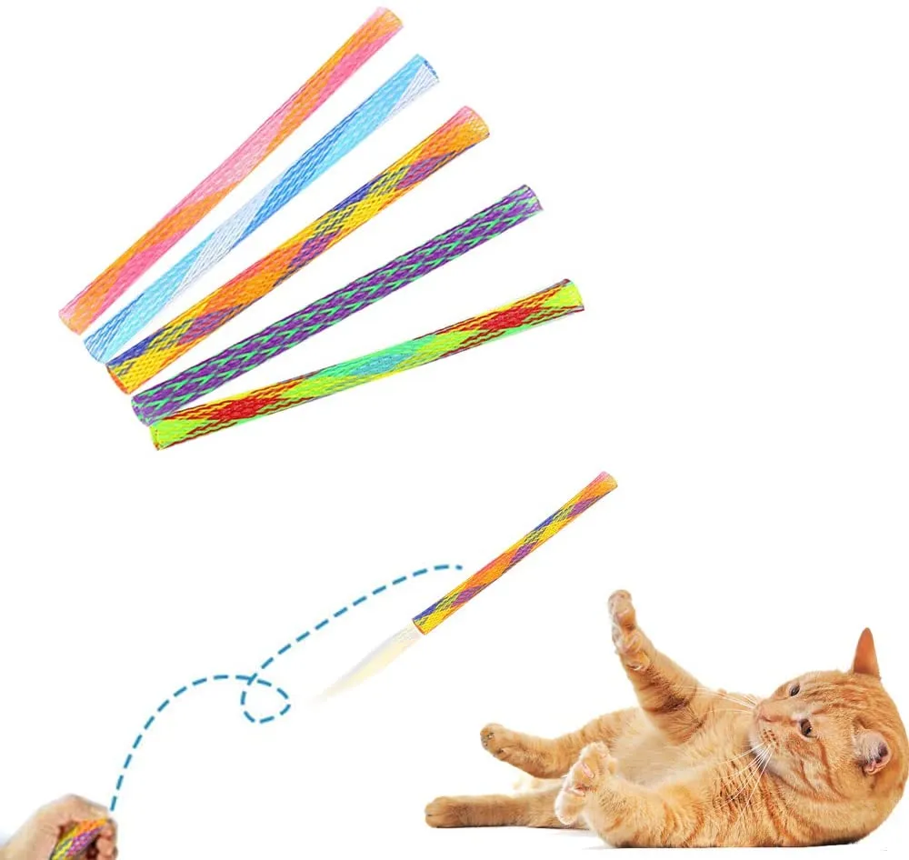 Funny Cat Toy Cat Spring Teething Toy Colorful Interactive Telescopic Fun Cat Jumping Toy Flexible Spiral Spring Cat Chewing Toy