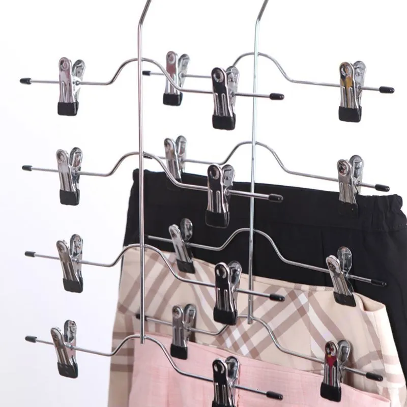 Hängar rack multifunktionella 4 -lager rostfritt stål byxor hänger rack kjol med 8 230621