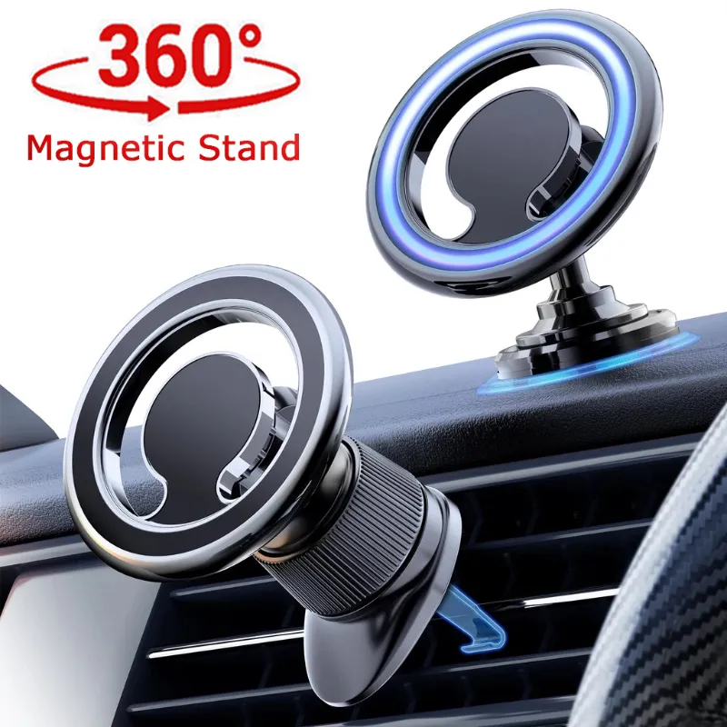 Bilmagnetisk telefonhållare Magsafe Ring Case Dashboard Air Outlet Mount 360 graders rotation för iPhone Samsung Auto Accessiores