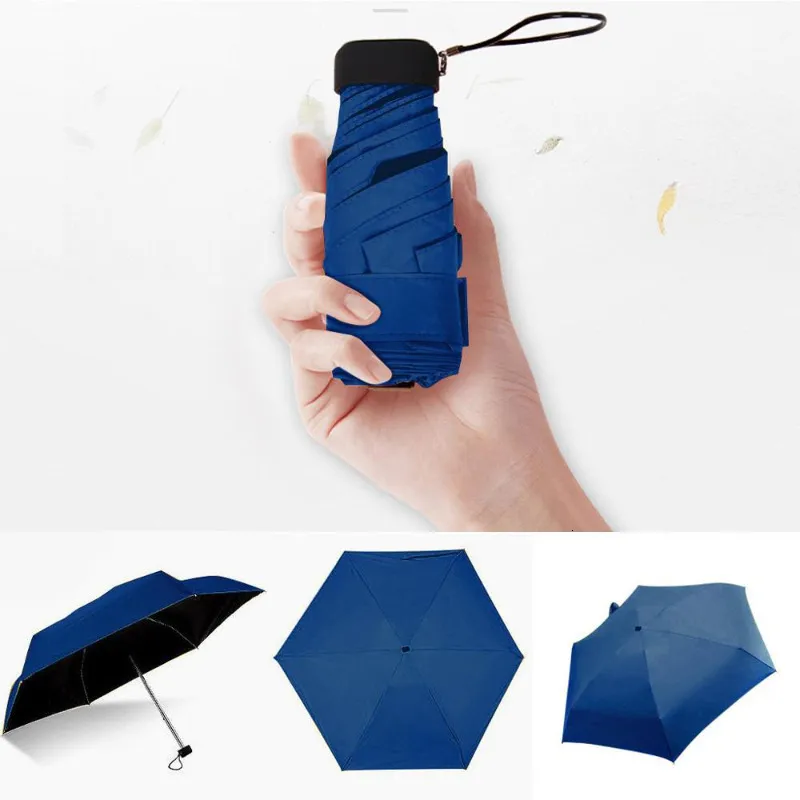 Paraplyer Pocket Rain Paraply Sun Women Plat Lightweight Parasol Folding Mini Liten Size For Travel 230621