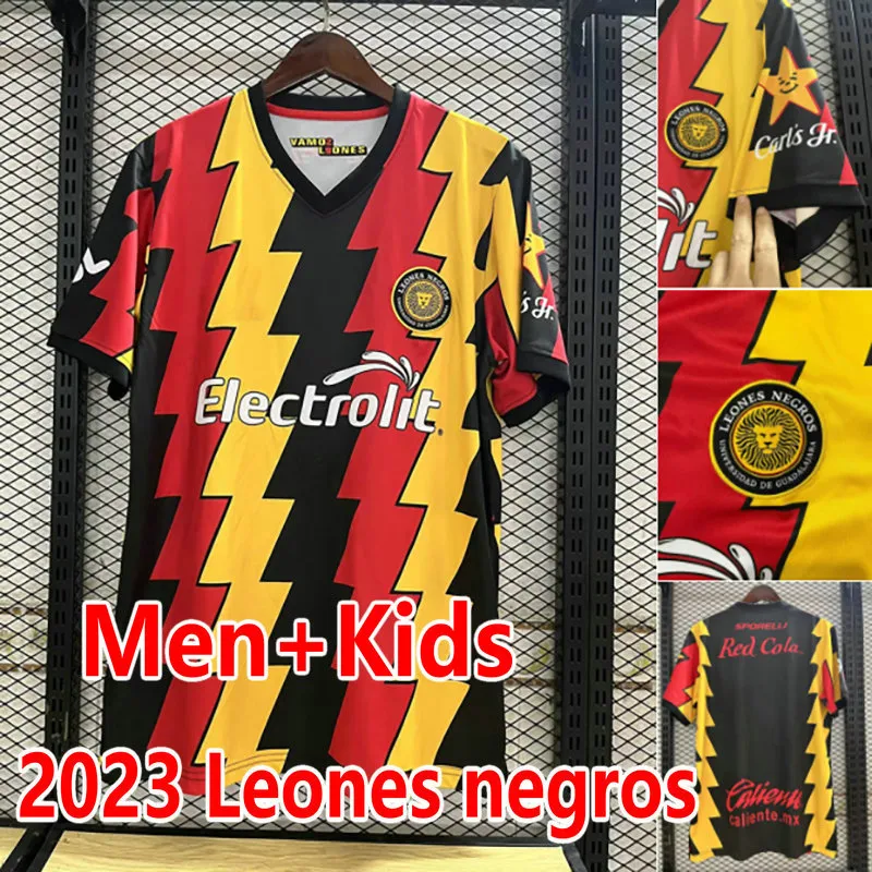 2023 Leones Negros Futbol Forması Meksika Liga MX Camesitas 23 24 Ev Maillots de Futol Futbol Gömlek Yetişkin Erkekler S-XXXL Camesitas Ayak Erkekler Çocuk Üniformaları