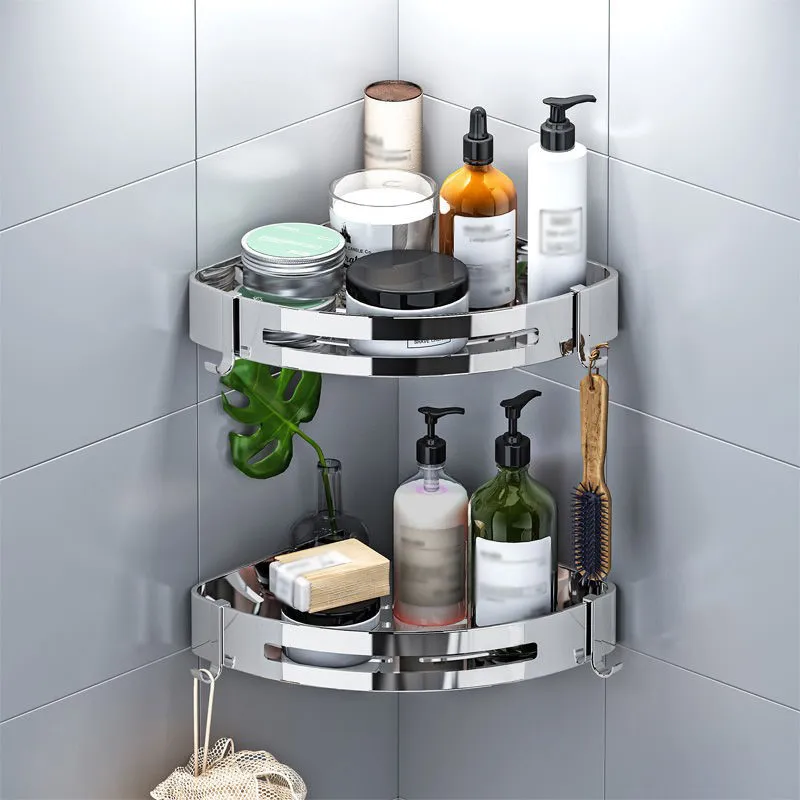 Étagères de salle de bain Organisateur d'étagère de salle de bain Étagère de rangement pour douche Étagères d'angle noires Fixation murale Espace sans perçage Porte-shampoing de toilette en aluminium 230621