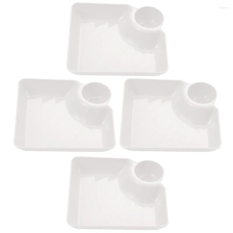 Set di posate 4 pezzi Piatti di sushi giapponese Vassoio da portata in plastica Set di patatine fritte Antipasto Piatto di formaggio Piatto quadrato