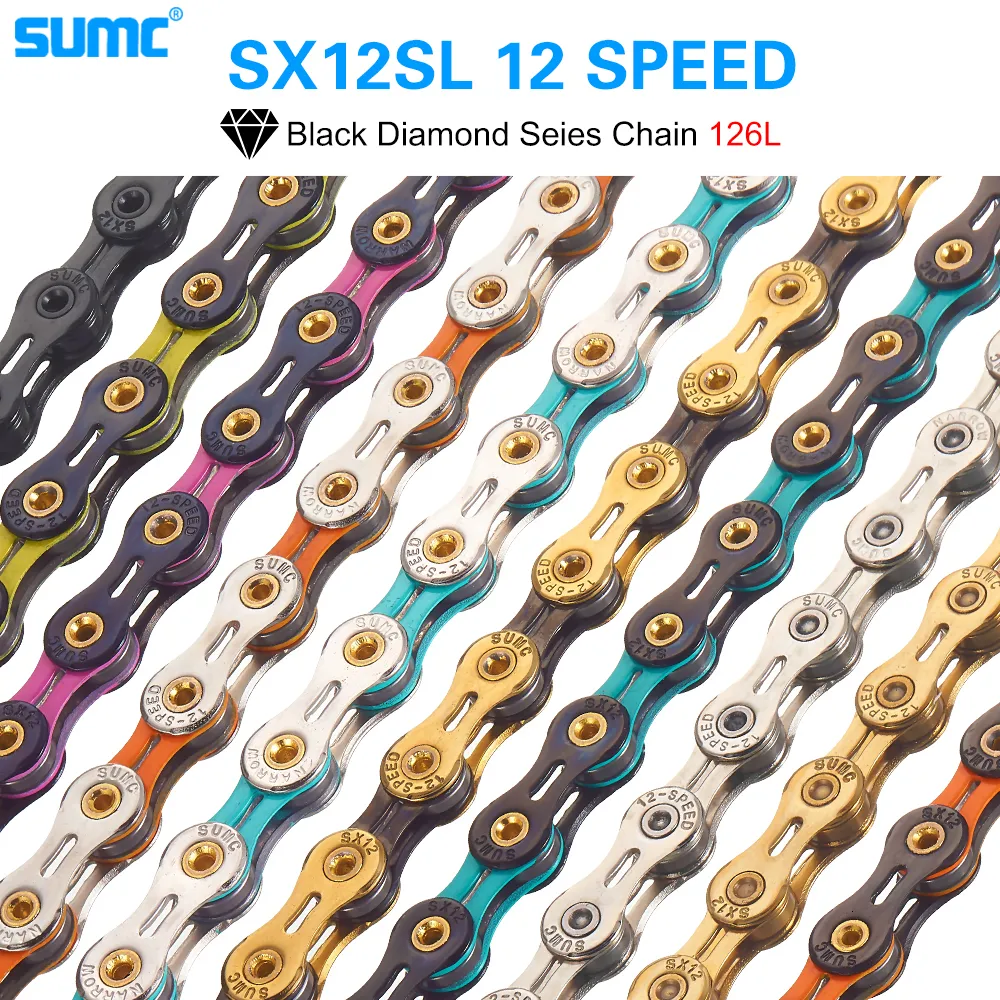 Bike Chains SUMC 12 Speed Diamond Color SL Chain MTB Mountain Road Ultra Light and Durable 12Speed Missing Link 12V 230621