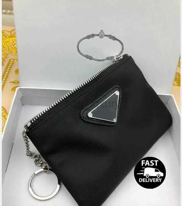 Designer nyckelkedja nylon canvas påse män kvinnor mini plånböcker svart zip pocket purse älskare nyckelchains korthållare Keyring mode