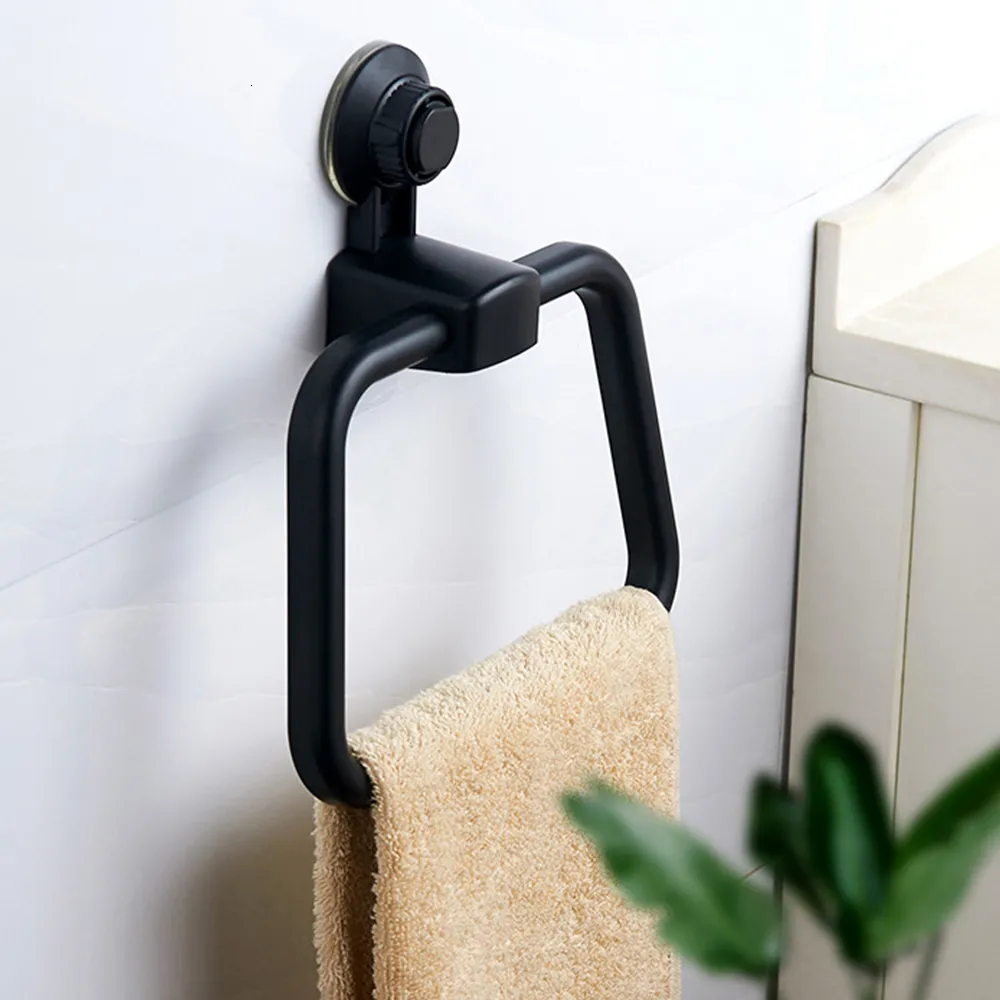 Towel Racks Reusable Vacuum Strong Suction Cup Towel Bars Ring Kitchen Punch Free Towel Hook Storage Shelf Bathroom Towel Holder Sticker 230621