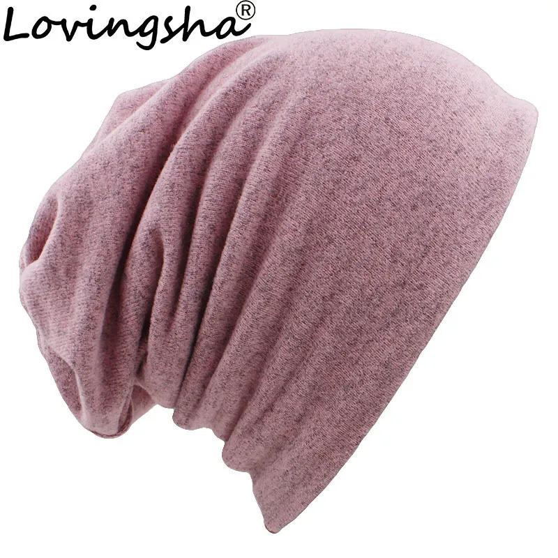 Bonnet crâne casquettes LOVINGSHA automne hiver double usage chapeaux pour femmes fille écharpe solide conception mince dames mode Feminino Skullies bonnets HT078 230621