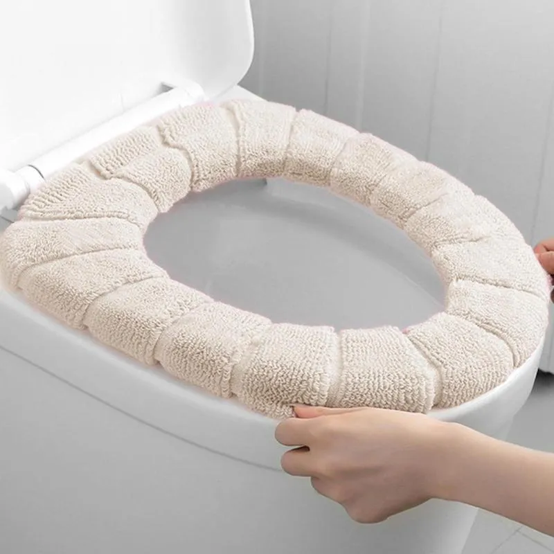 Okładki toaletowe pokrywa ciepłe houden pompoen patroon najbliższy mat Breien Zachte O-Vorm Pad Toalety Wasbare Badkamer Accessoires