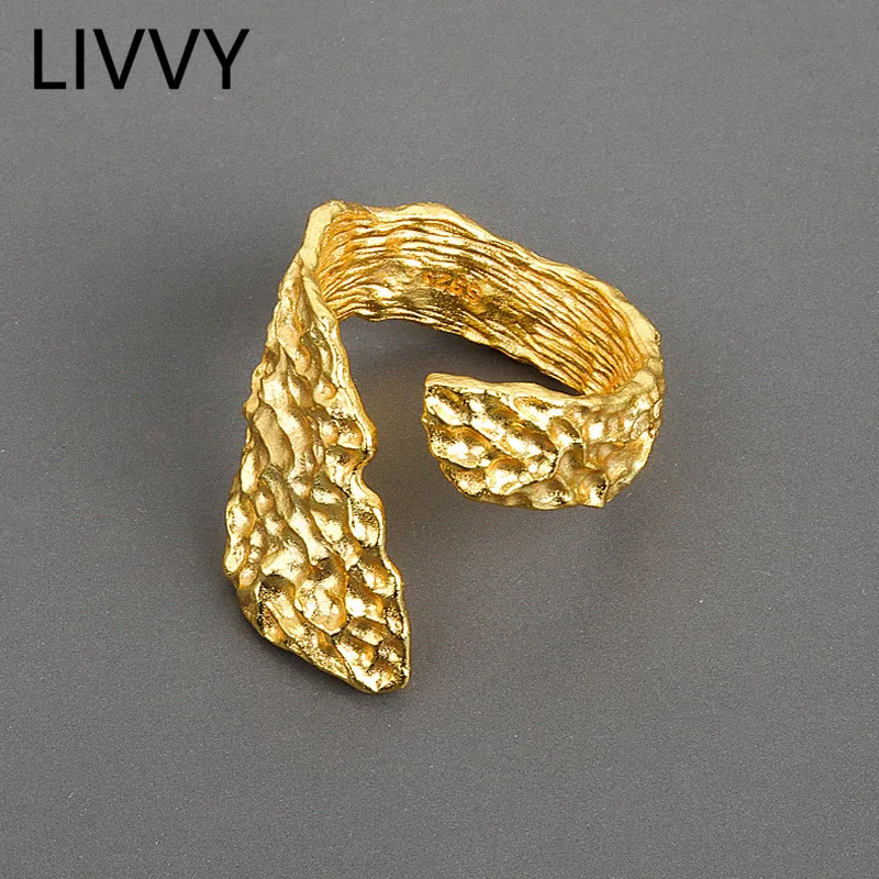 LIVVY Color plata personalidad coreana anillo geométrico Simple ajustable multicapa Irregular suave joyería accesorio