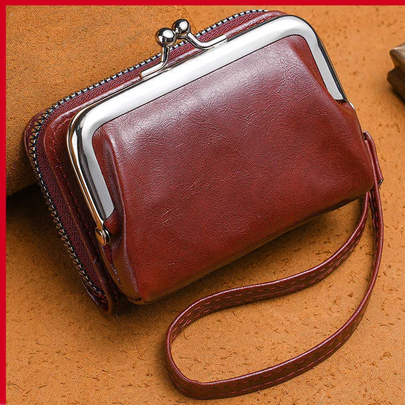 Fashion Exquisite Small Coin Purse 2023 New Women's Mini Handheld Organ Card Bag Solid Color Versatile Horizontal Wrist Zero Wallet