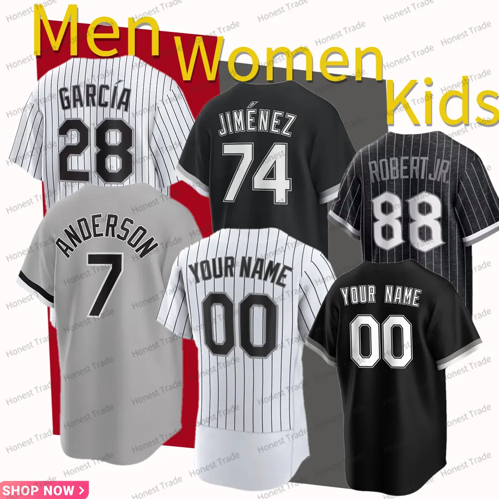 Custom 88 Luis Robert Baseball Jersey Tim Anderson Yoan Moncada Eloy Jimenez Harold Baines Frank Thomas Andrew Vaughn Baines Kelly Men Femmes Kids