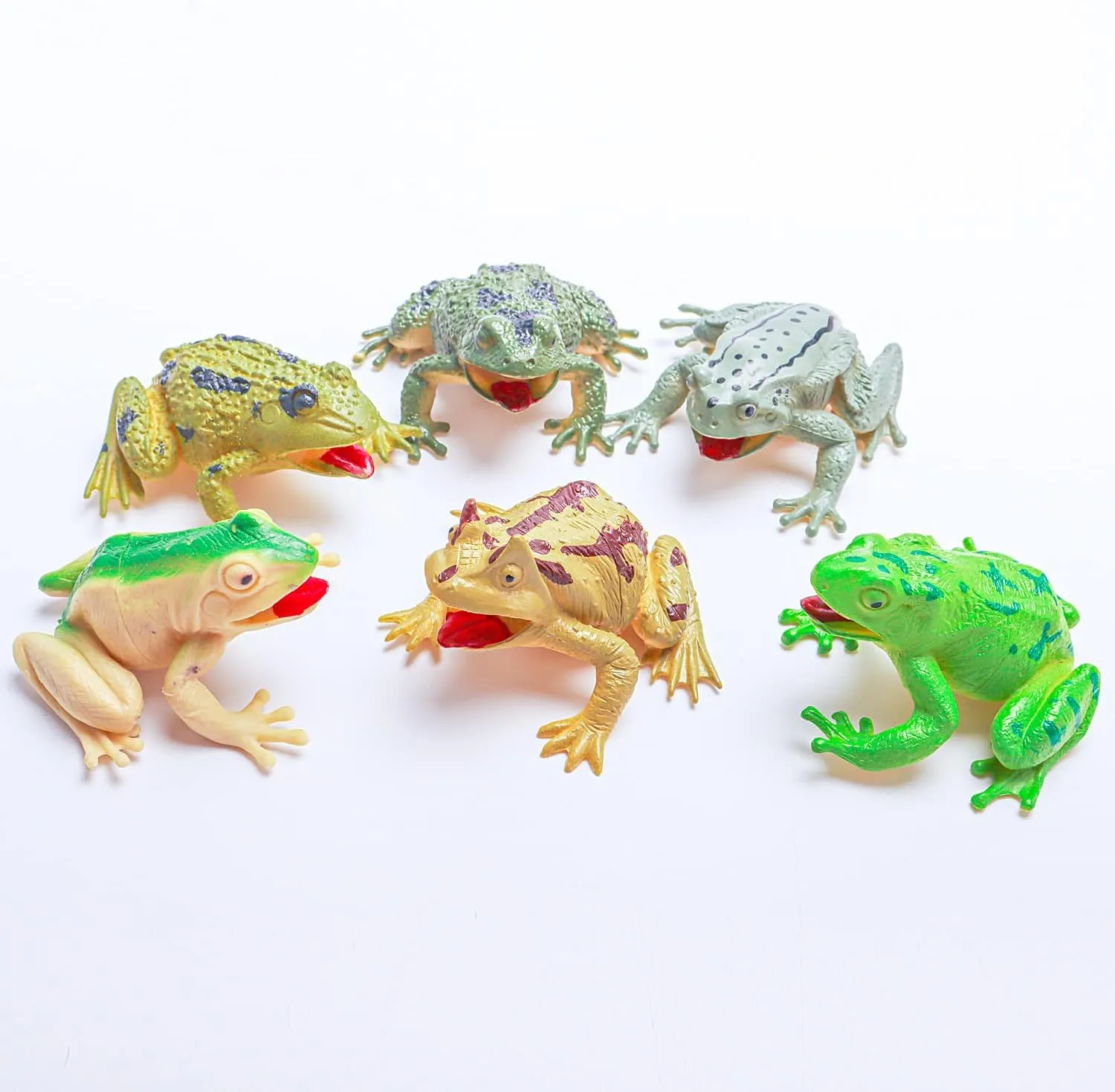 Realistic 6 Pack Assorted Rubber Frog Dinosaur Figures Perfect