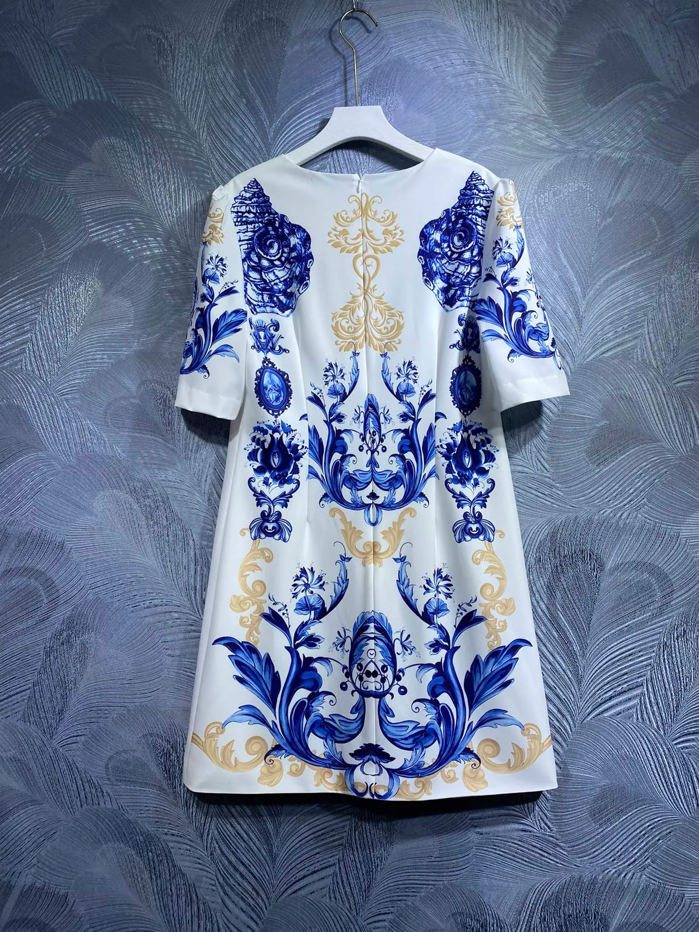 Basic & Casual dress European Designer Dress 2023 Summer New Round Neck Printed Short Sleeve Dress