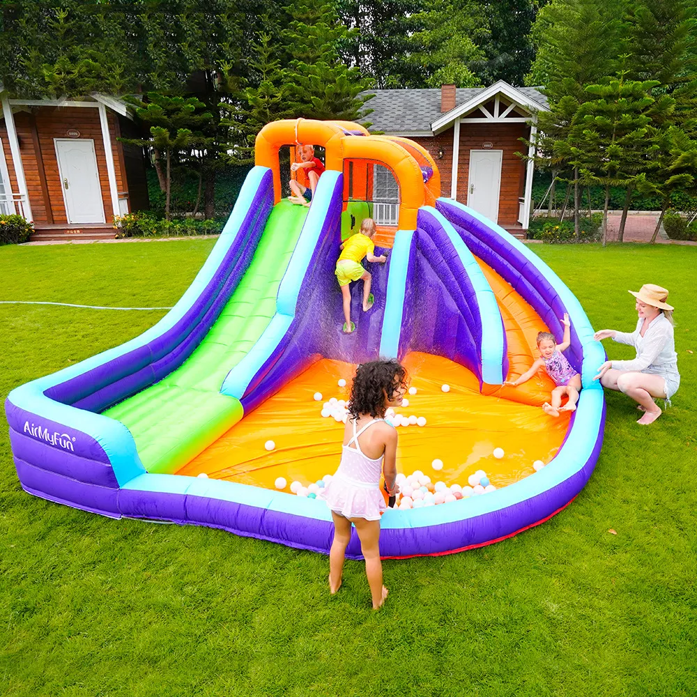 Inflatable Slide With Pool, Blower, And Splashing Gun Perfect For