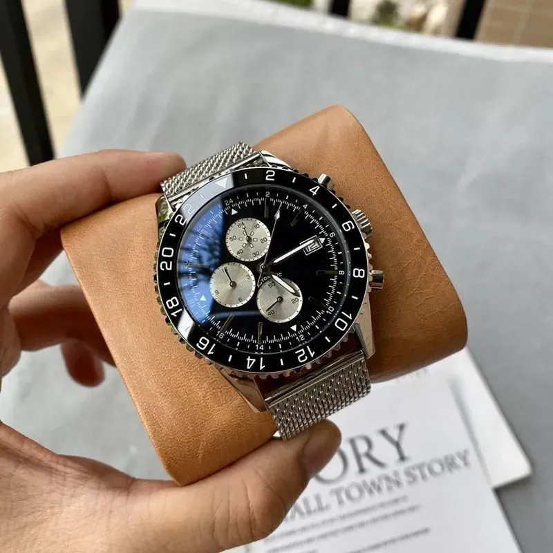 Premium Chronograph Watch SuperQuartz Movement, Leather Stainless Steel  Options, Durable Stylish Timepiece