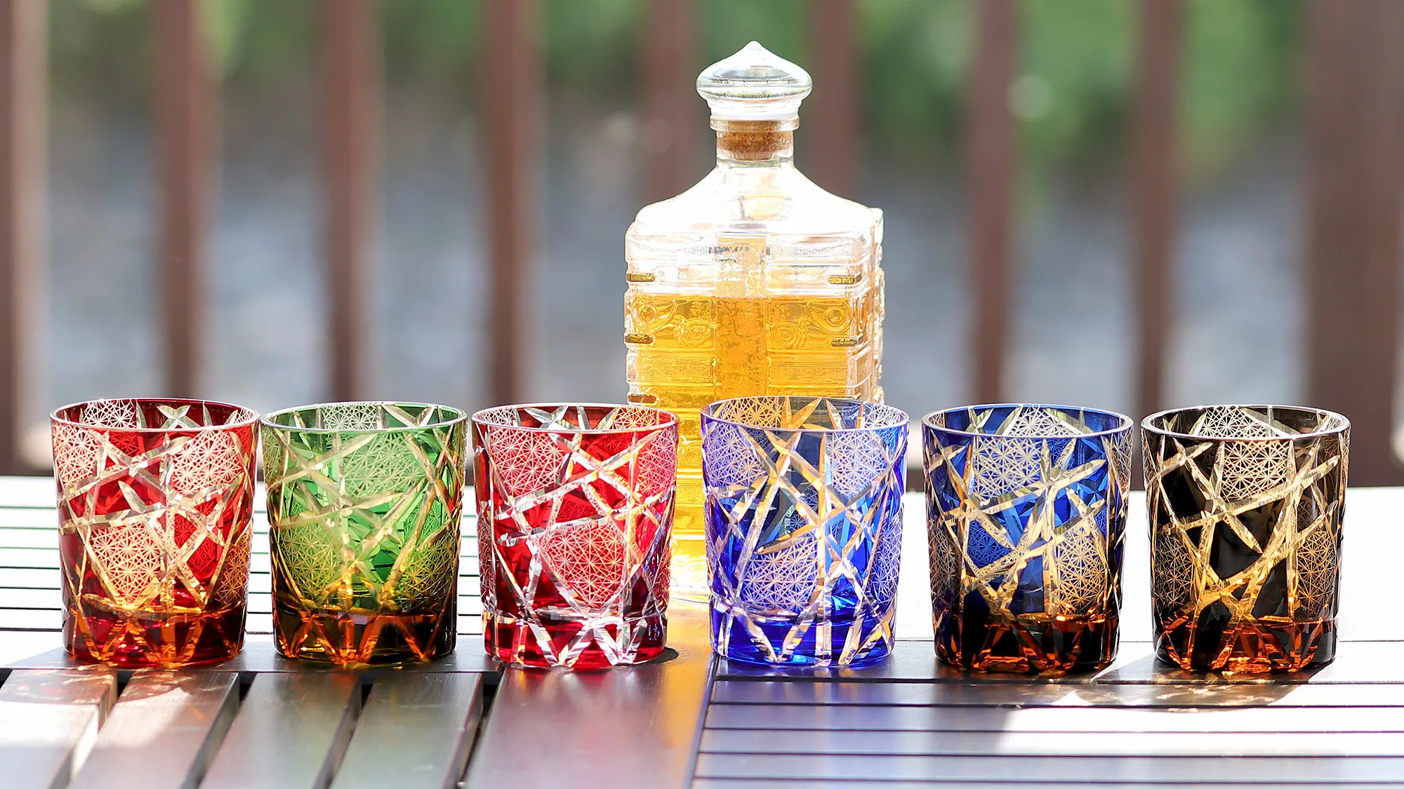 thumbnail image 2 of Edo Kiriko Japanese Style Whiskey Glass – Hand-Cut Crystal, Floral Art Deco Design, 220ml 2 of 4