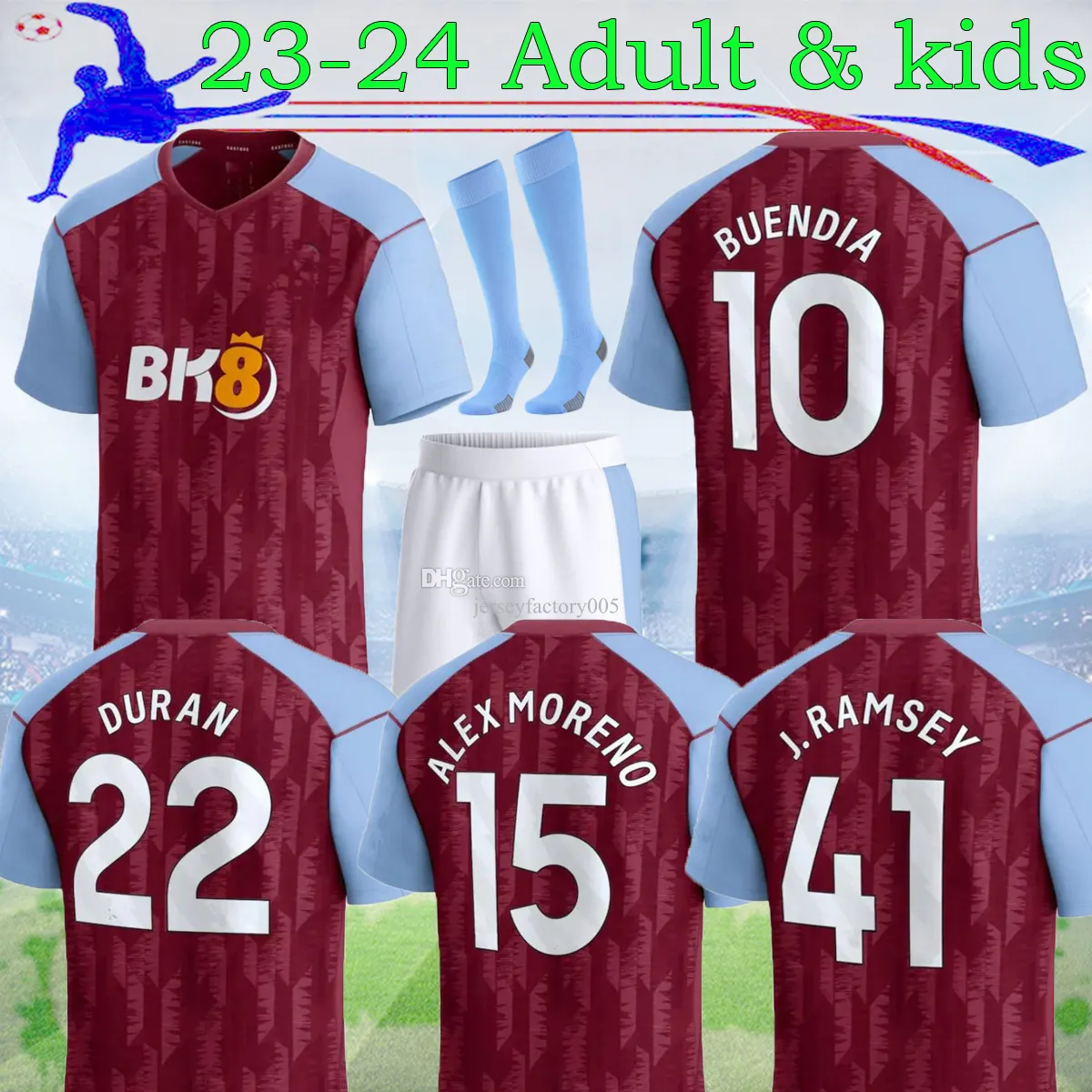 23 24 24 Aston Villaes Soccer Jerseys Kamara Watkins Buendia 2023 2024 Home Red Away McGinn El Ghazi Douglas Luiz Mings Konsa Cash Football Shirt Men Kids 16-xxl