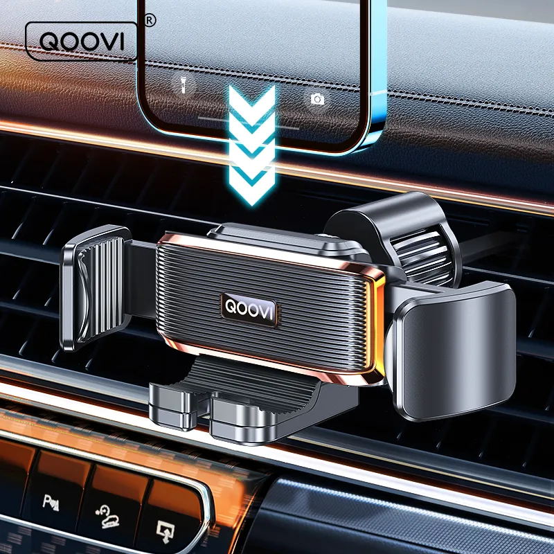 QOOVI Support pour téléphone de voiture Support Mobile Ventilation Clip Gravité Smartphone Support GPS Support Pour iPhone 13 Pro 8 Samsung Xiaomi Redmi