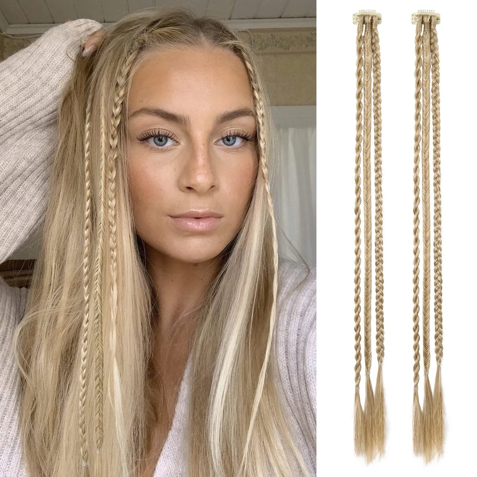 Hair pieces FOR 6 Clip Style Baby Braids With 3 On Each A Total Of 22 Inch Long Natural Soft Synthetic Patches 230621