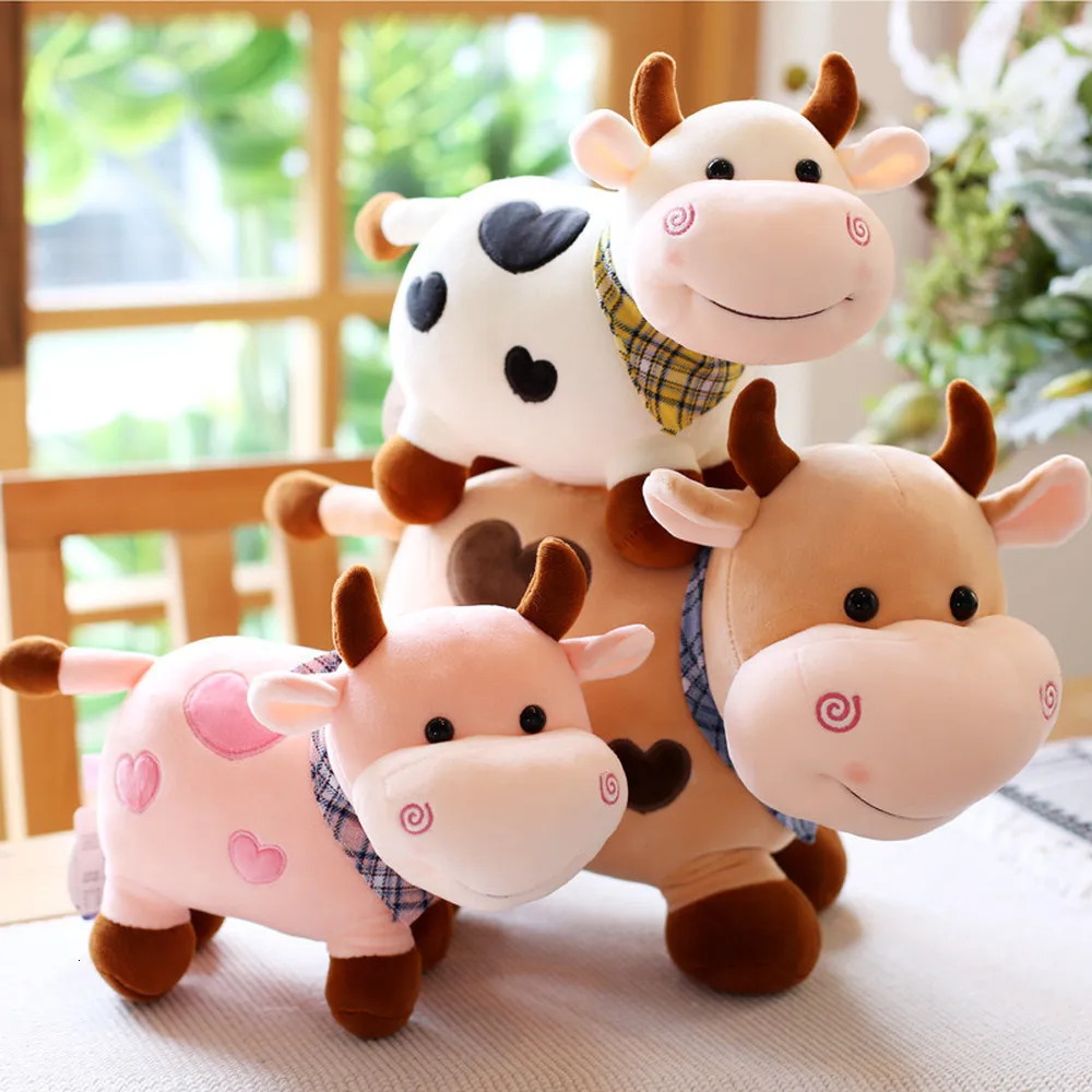 Plush Dolls Soft Animal Cattle Plush Toy Cartoon Cute Cow Plush Toy Bull Doll Kids Birthday Gifts Baby Sleeping Pillows Children Toys Gifts 230621