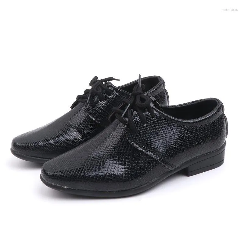 Flat Shoes Kids British Style Leather For Boys Toddler Baby Students Gentlemen Black Show Party Wedding Dance Footwear