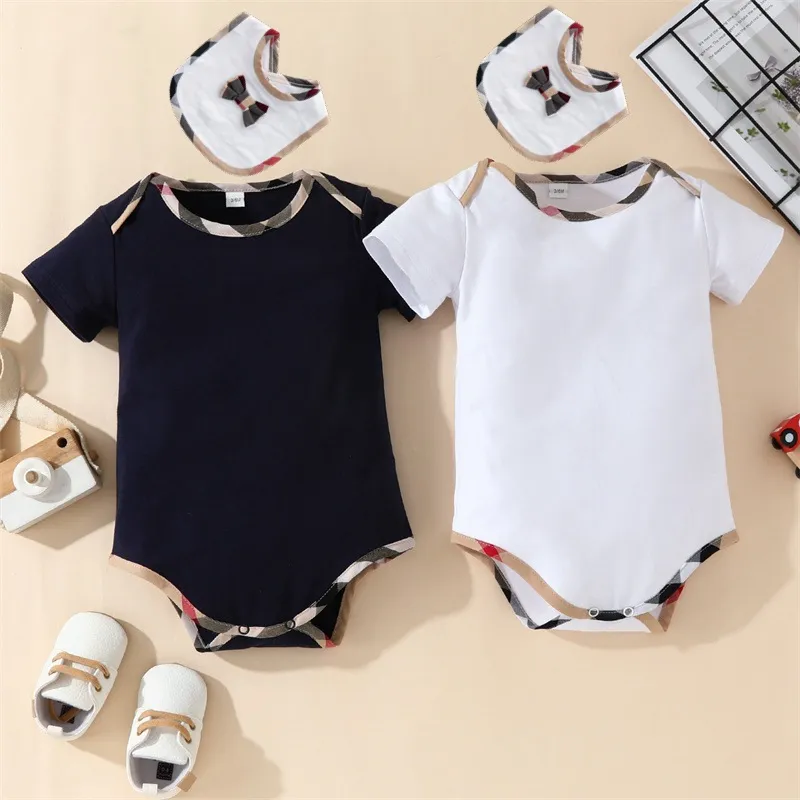 Detaliczne dziecko rompers Summer Noworodek Bawełniany kombinezon Toddler Short Rleeve Onesies Down-Down Kołnierz Niedopisowy kombinezon 0-24 MO 60