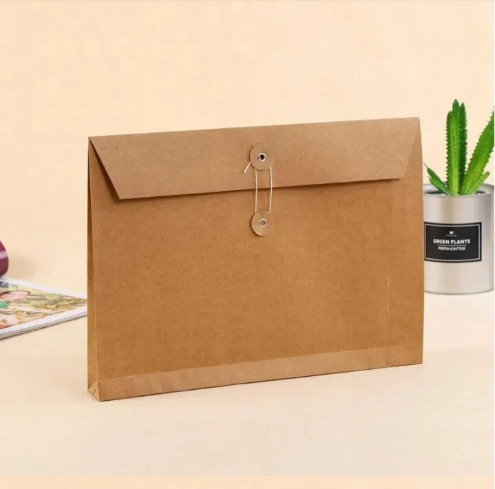 Blanc Noir Brun Kraft Papier Porte-Documents Fichier Sac De Rangement Enveloppe De Poche avec Chaîne De Rangement Serrure Fournitures De Bureau