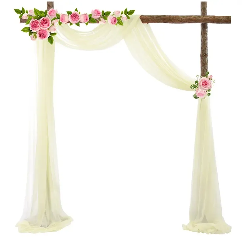 Socomi Tenda a drappeggio per archi nuziali, 73,7 cm x 6,8 m, 4 pannelli, colore bianco, tende trasparenti per esterni, extra lunghe, per matrimoni, cerimonie, feste di compleanno