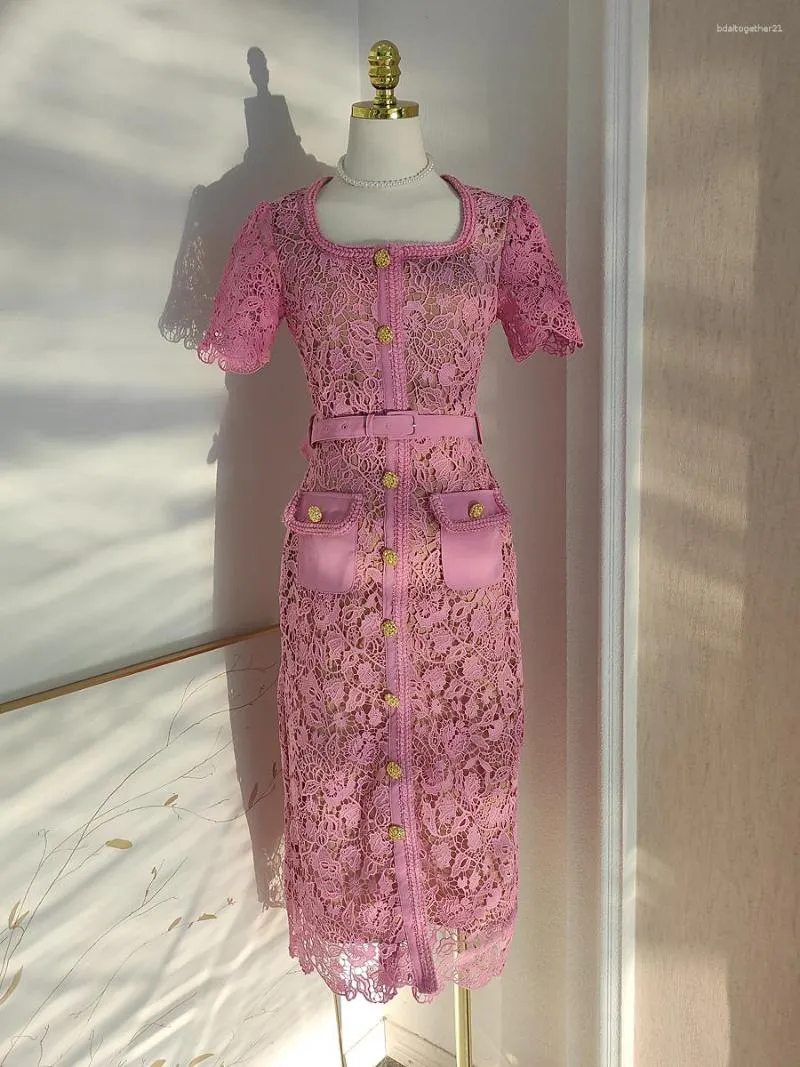 Elegant Womens Lace Cocktail Dress High Quality Pink Dress With Square  Collar And Slim Fit For Summer Parties From Bdaltogether21, $43.26 In Bulk  | DHgate.Com