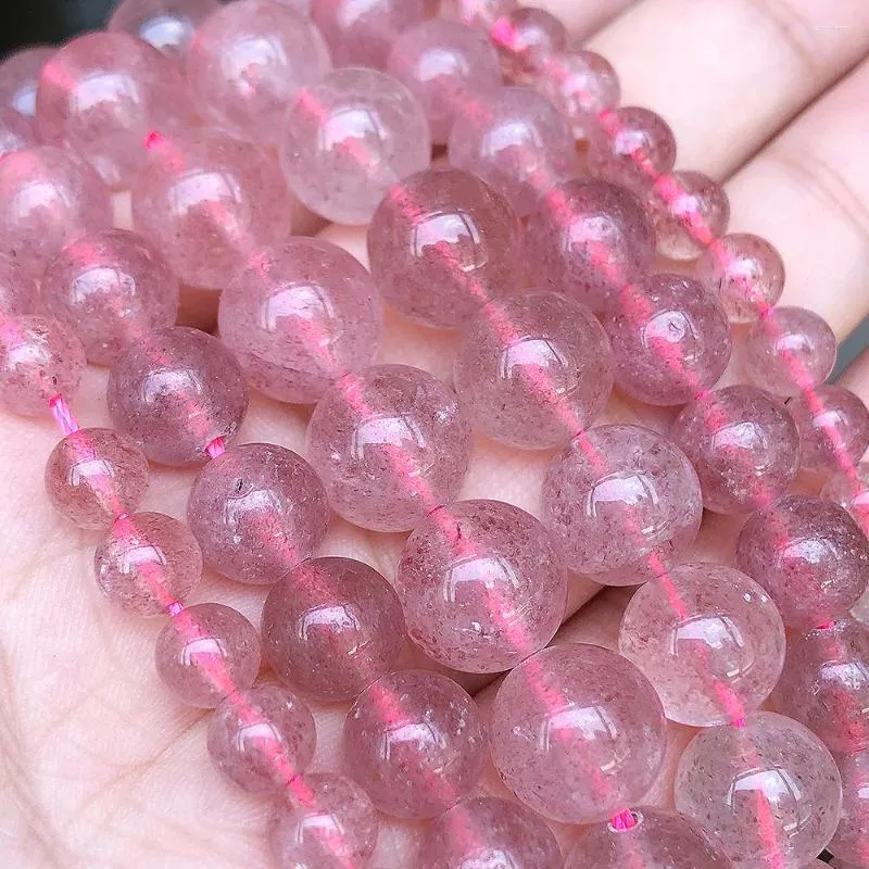 Other Beads Natural Stone Strawberry Quartz Charms Spacer Loose For Jewelry Making Diy Bracelet6mm 8mm 10mm