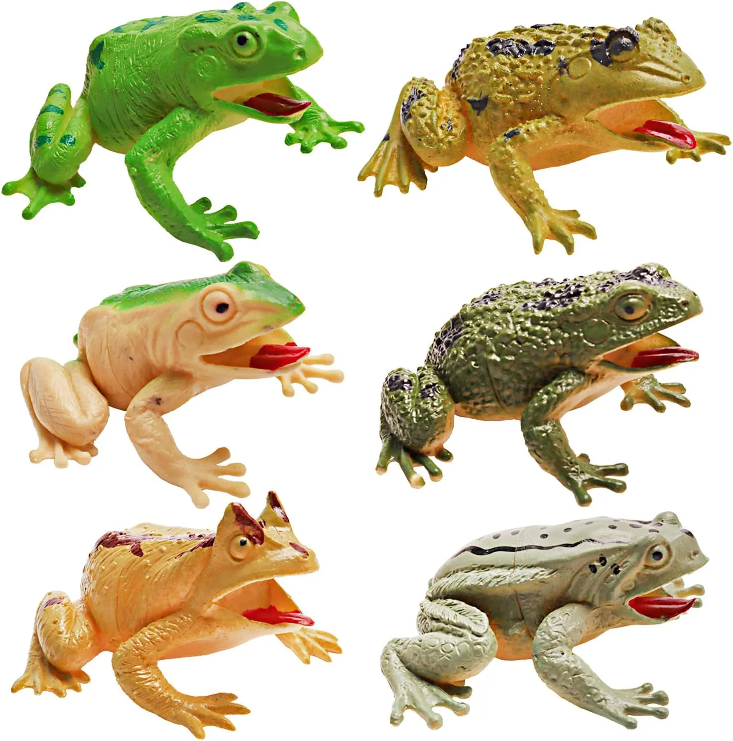 6 Pack Resorted Frog Figurs Gumowe żaby Realistyczne żaby figurki Squishy Rube Frog Prezent na Boże Narodzenie 1224547