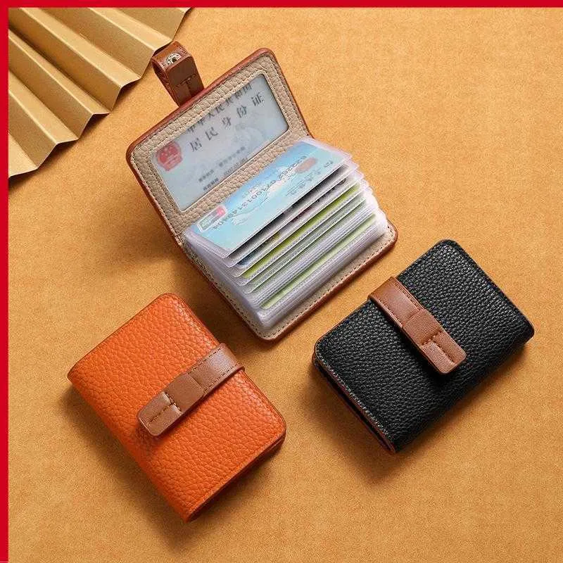 スタイリッシュで絶妙な小さな財布インターネットで人気のある女性のための本物のレザーIDカードバッグ1つの大容量の複数のスロットに2つ