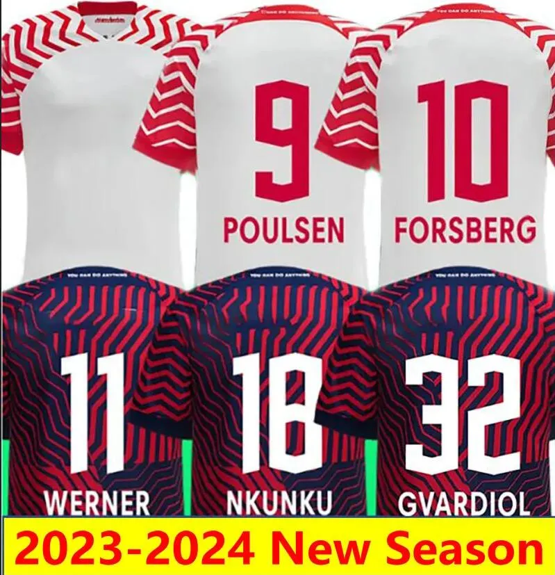 23-24 WERNER NKUNKU SZOBOSZLAI Maillots de foot FORSBERG POULSEN GVARDIOL RB 2023 RAUM OLMO HAIDARA Maillots de foot SILVA HENRICHS Hommes hommes enfants