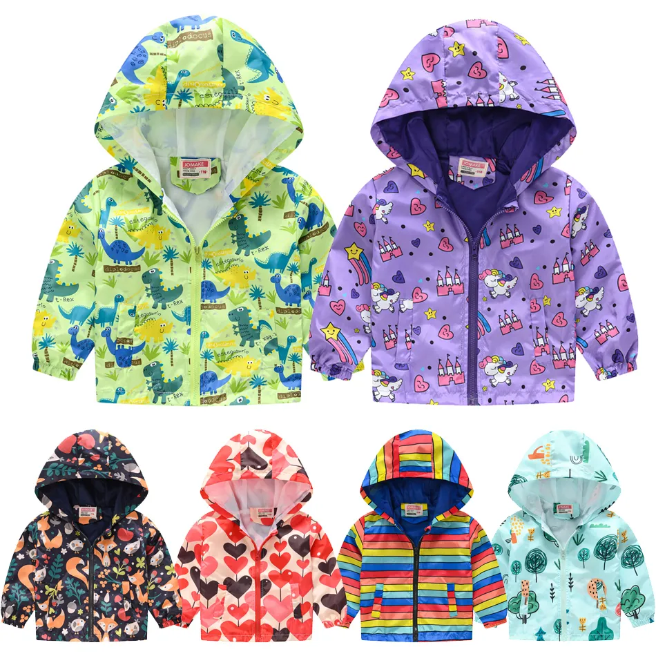 2023 Cute Rain Jackets Kids Hooded Jacket Waterproof Windbreaker Coat