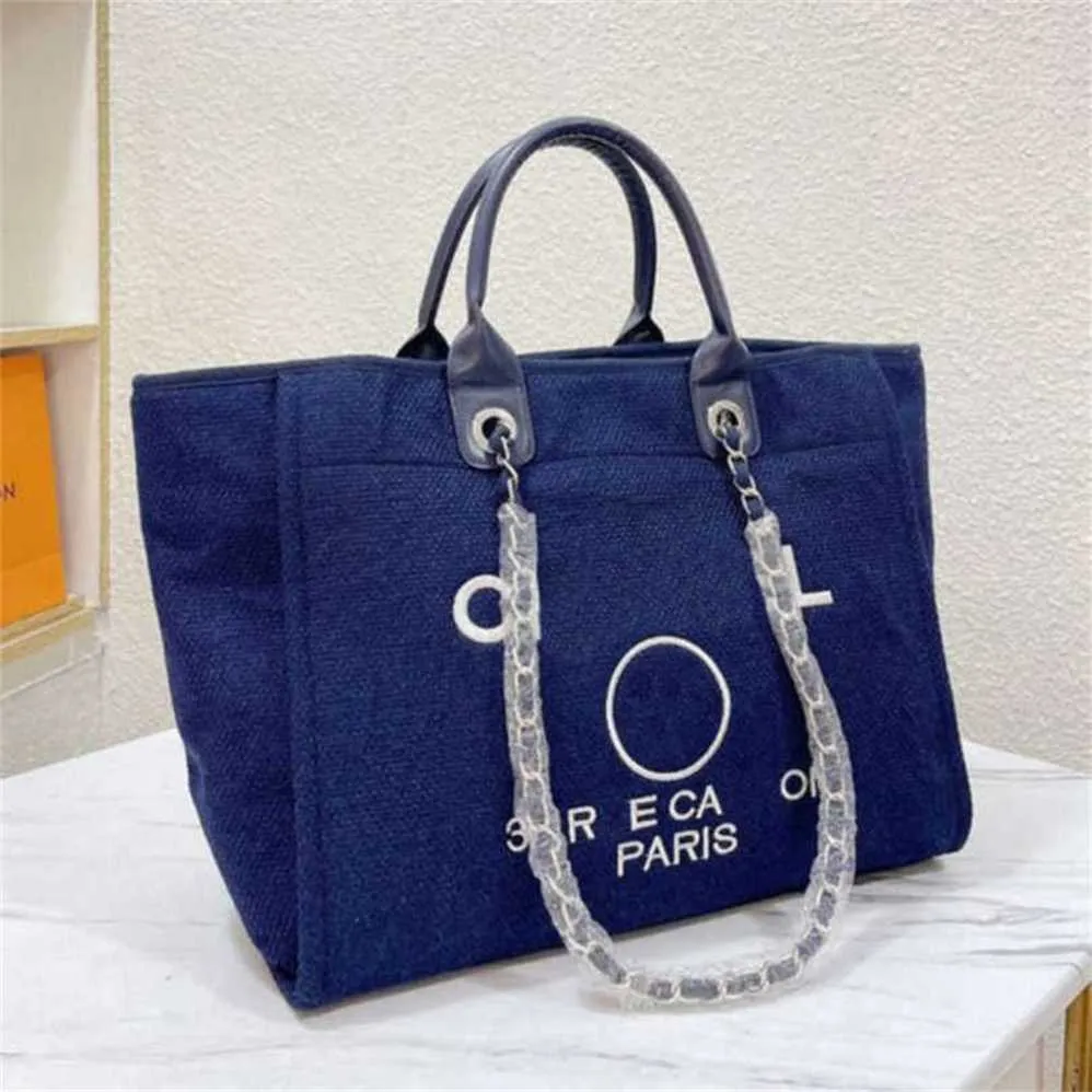 Bolsa de praia feminina de luxo bordada à mão com pérolas grandes, femininas, pequenas, mochilas de corrente de lona, bolsas noturnas R5AE 60% saída de fábrica