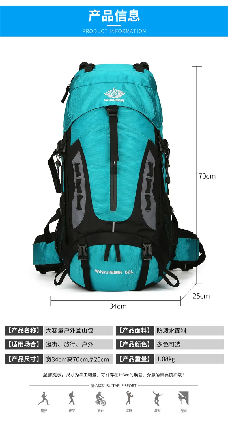 Zaino 70 Litri Zaino Da Trekking 70L Impermeabile Ultraleggero