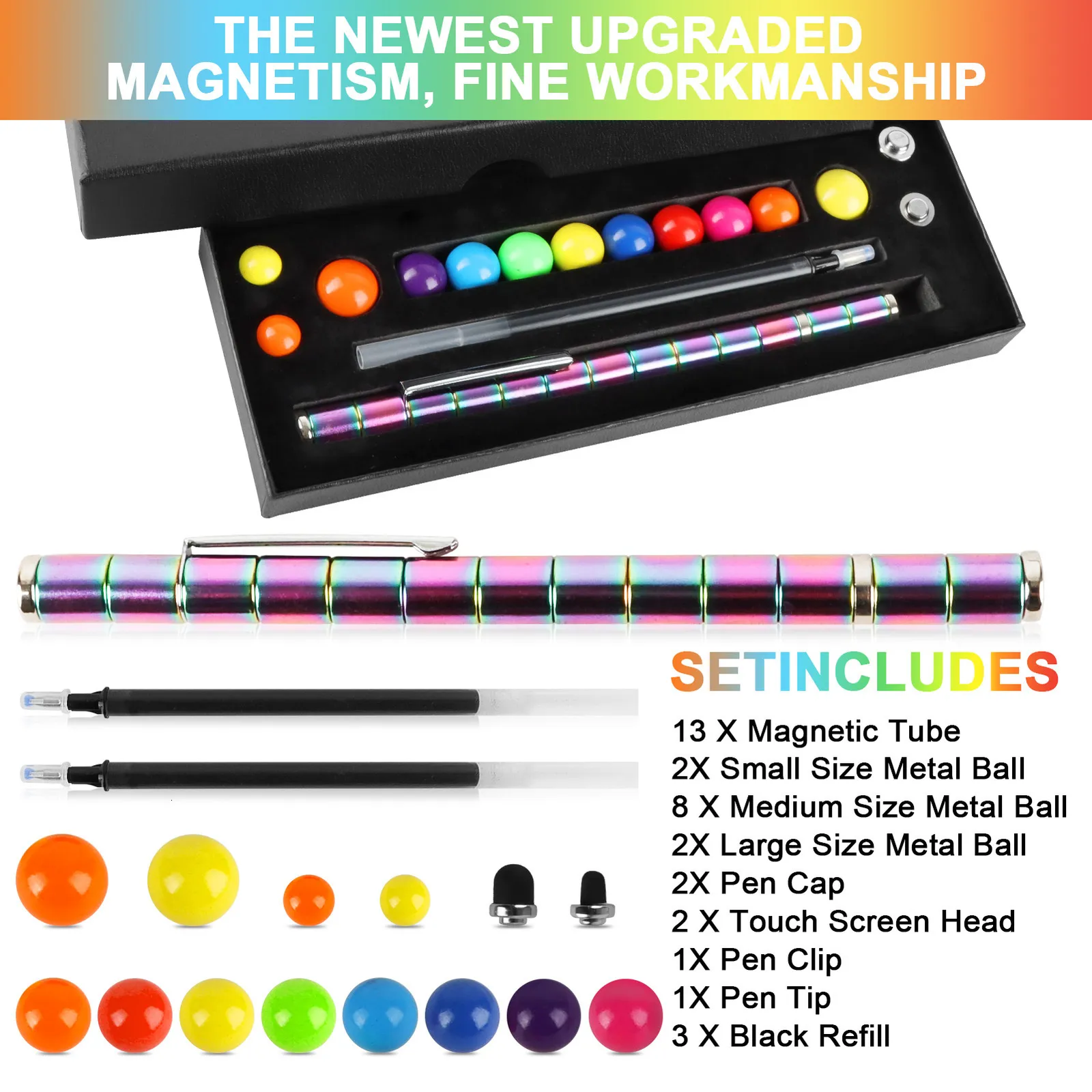 ✓ DHgate 다기능 펜 : 화려한 자석 공을 가진 자기 금속 볼 펜 변형 가능한 피젯 쓰기 도구 | 인기 상품 확인