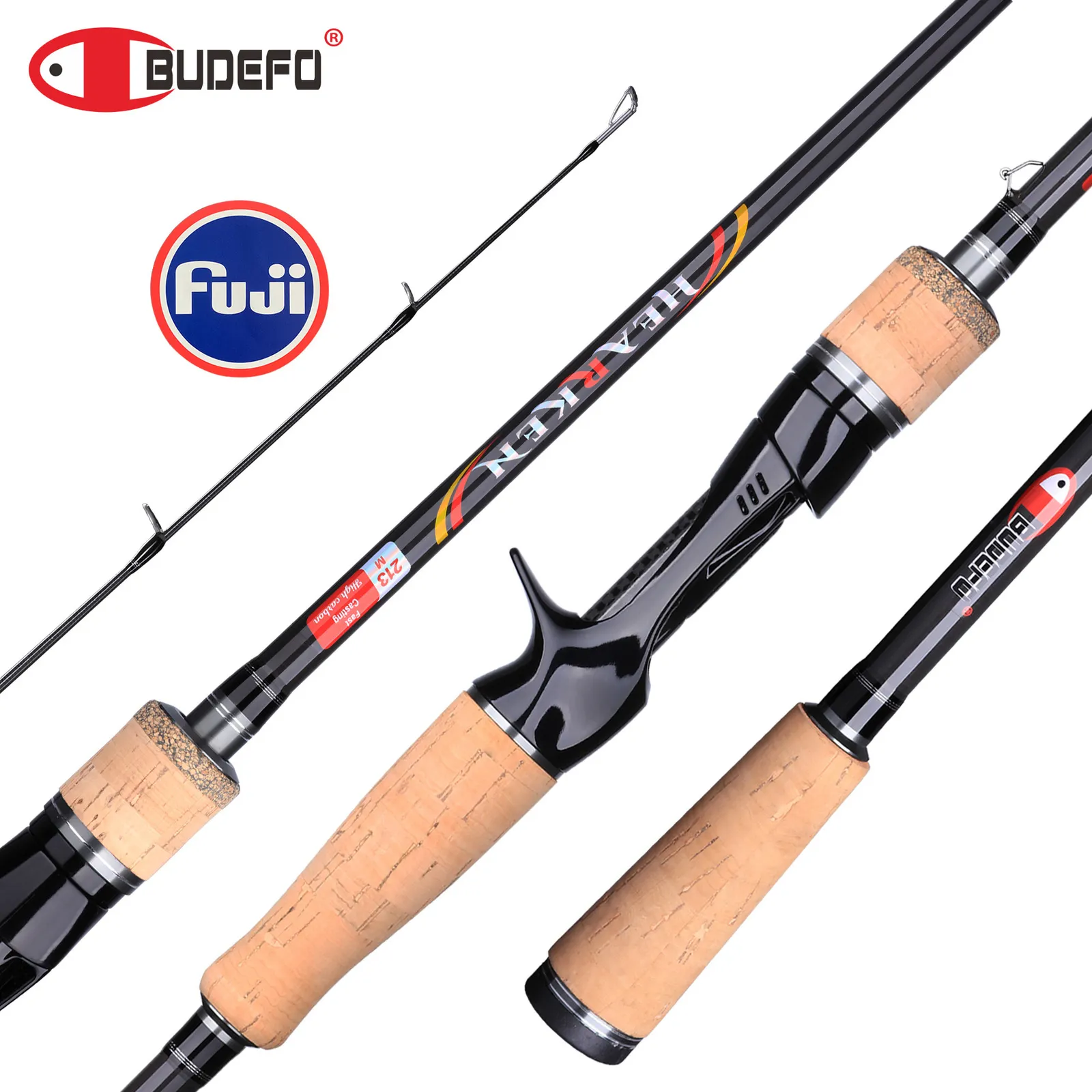 Spinning Rods BUDEFO HEARKEN 168m 18m 21m 24m 27m 30m spinning casting travel Rod FUJI Guide lure 350gLMLMMH Carbon Lure Fishing 230621