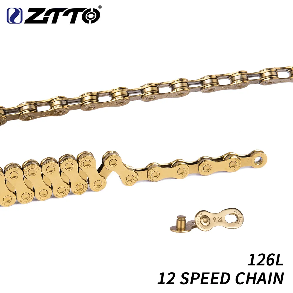 Cykelkedjor ZTTTO MTB 12 Speed ​​Gold Chain 126L 126 Länkar 1x12 System Power Lock Connector Missing Link 12S Chain for Mountain Bicycle 230621