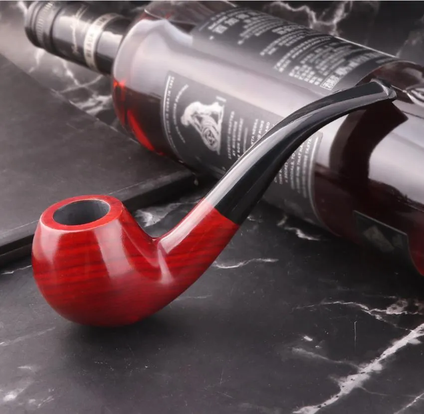 Cachimbos Clássico e criativo cachimbo de sândalo vermelho curvo e conjunto para fumar