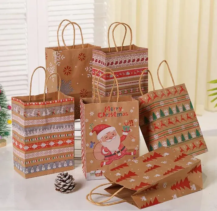 Christmas Present Bags: Set Of Festive Paper Gift Bags For