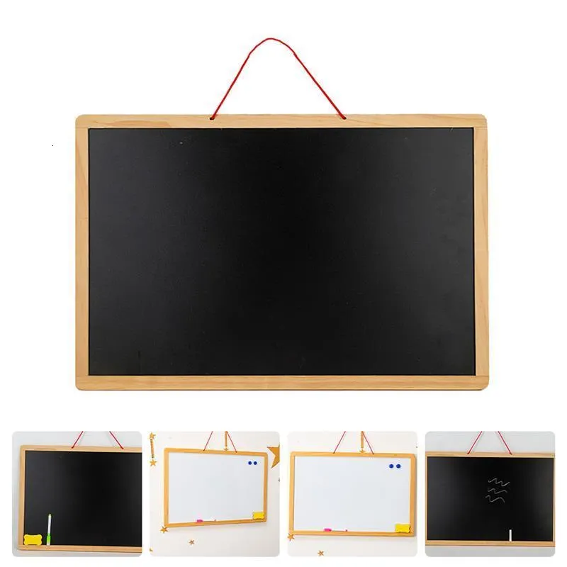 Blackboards 1Pc Double-sided Blackboard Whiteboard Practical Wooden Writing Chalkboard 230621