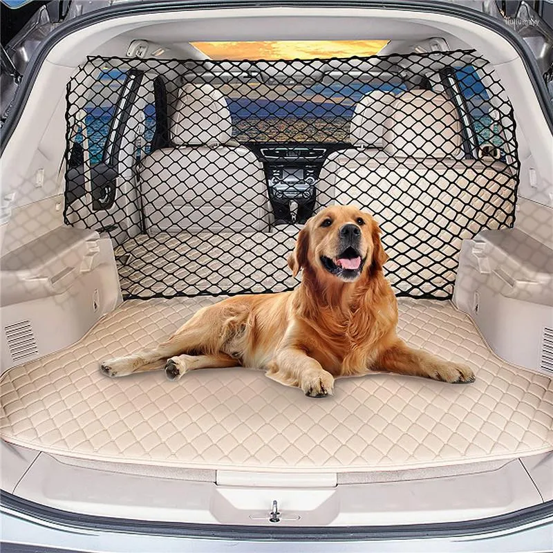 Hundbilsäte täcker bärarbarriärstam för hundar rese tillbehör skydd netto husdjur hatchback SUV mesh säkert