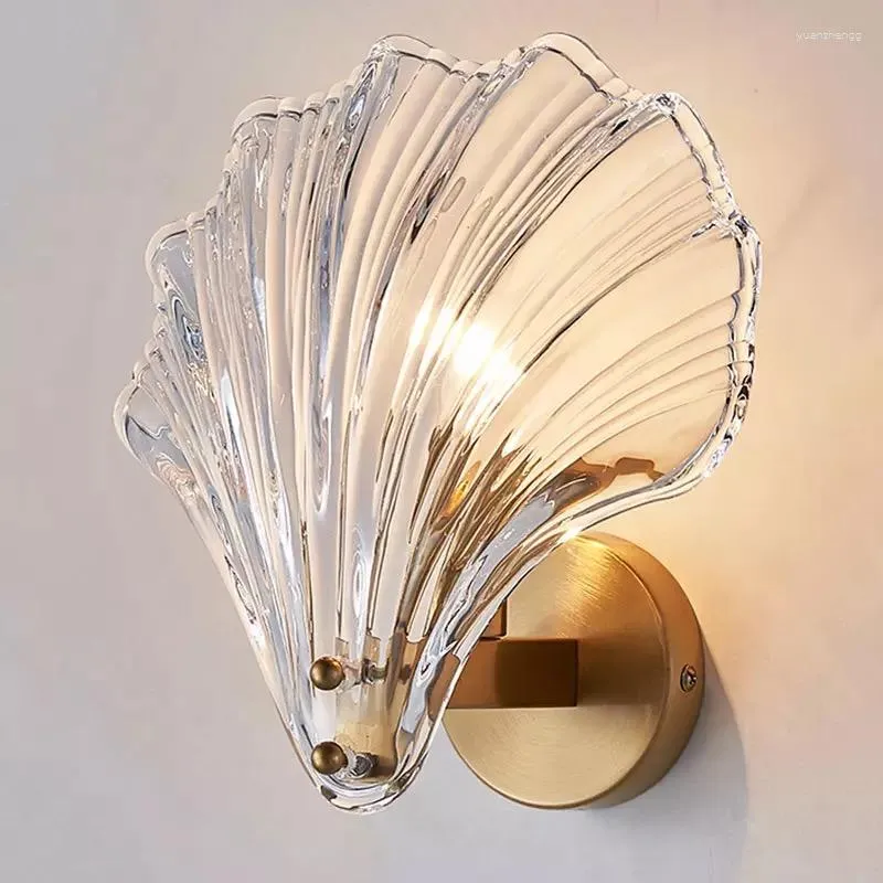 Wall Lamps Creative Shell Lamp Luxury Decoration El Cafe Crystal Glass Light Living Room Bedroom Hallway Home Art Sconce