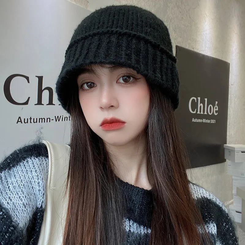 Bonnet Skull Cap Knit Buket Hat Soft Warm Fisherman Beanie Cap Slouchy Winter Crochet Tricoté Skull pour les femmes Automne 230621