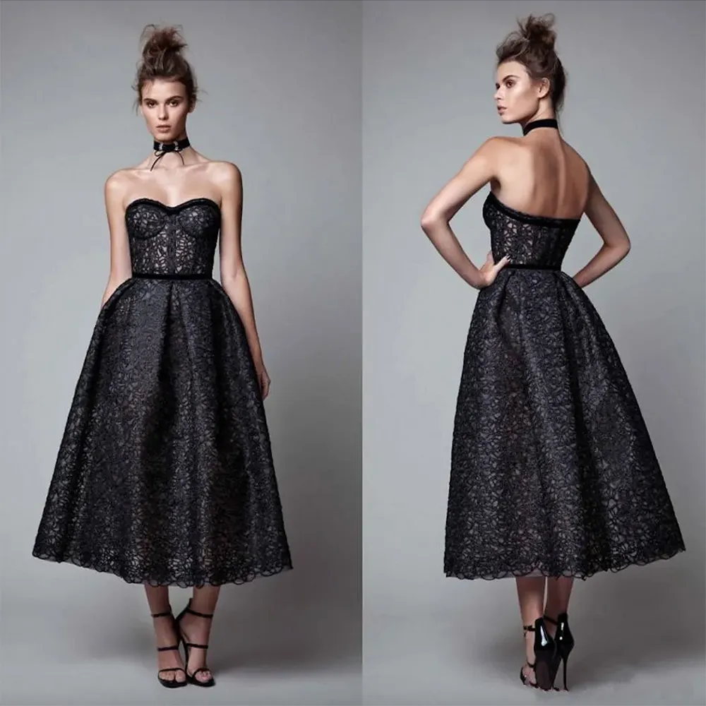 Berta 2023 robes de soirée noires chérie dentelle appliques robes de bal sur mesure longueur de thé une ligne robe d'occasion spéciale