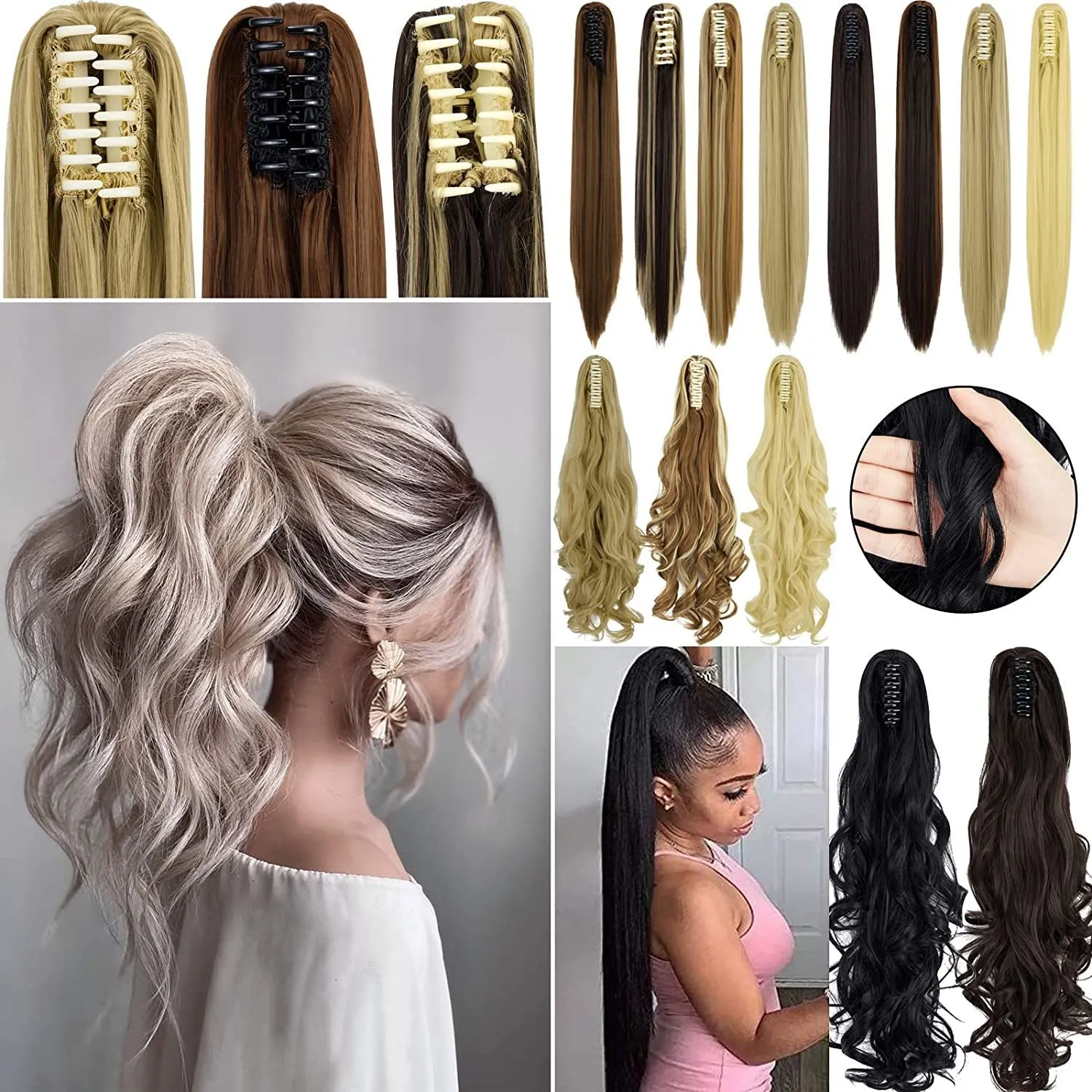 26 Inch Synthetic Ponytail Extension with Claw Clip for Instant Volume Yetta Straight Hair Claw Clip Ponytail 26  main image 3