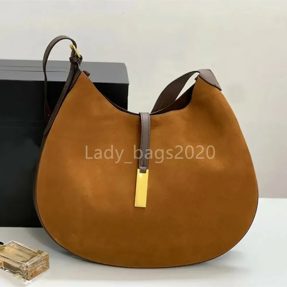 Polo-ID-Tasche, große Designer-Pony-Mini-Halbmond-Tasche, Wildleder, große Nähte, Kaffee-Halbmond-RL-Clutch, Handtaschen, Umhängetaschen, Pferde-Tragetasche