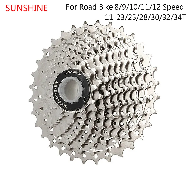 Cykel FreeWheels Chain Wheels Sunshine Cassette Freewheel For Road 8 9 10 11 12 Speed ​​Velocidade 11 23 25 28 30 32 34T BILYCLE SPROCKING SLYWEEL 230621